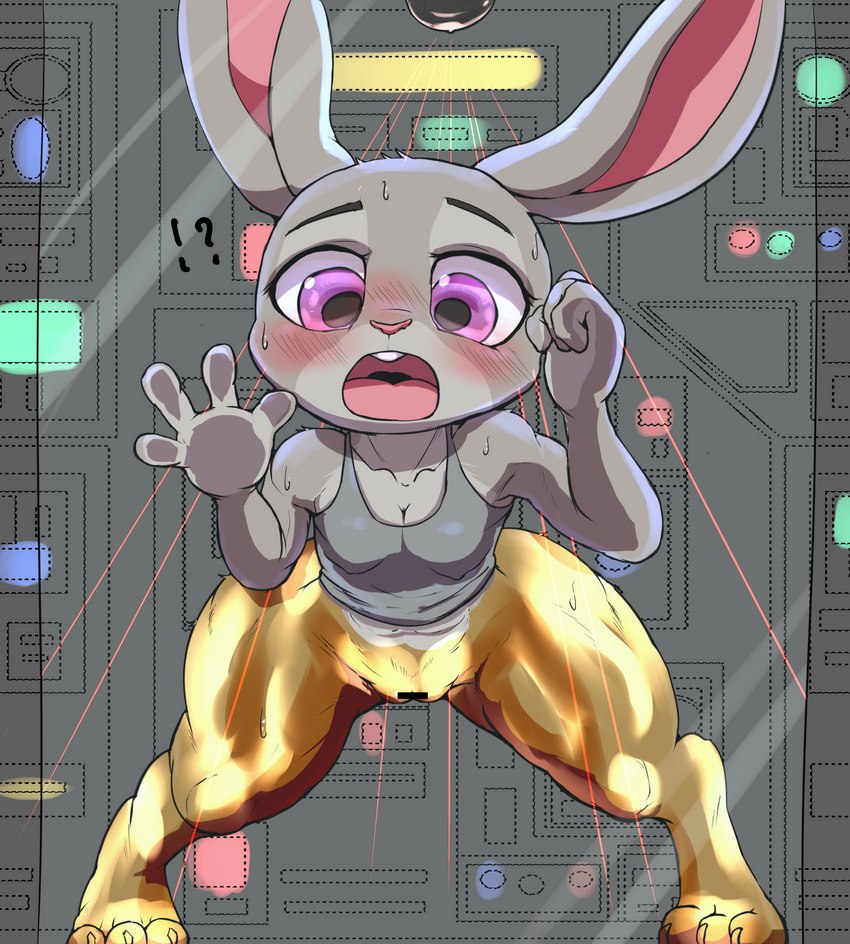 against_surface anthro aurification behind_glass bottomless breasts censor_bar cleavage clothed clothing female genitals gold_(metal) gold_transformation inanimate_transformation ineffective_censorship on_glass petrification pussy short_stack small_breasts solo thick_thighs transformation wide_hips cottontail disney zootopia judy_hopps lagomorph leporid mammal rabbit censored hi_res