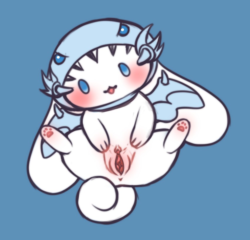 anus blue_eyes clitoris clothing costume female feral genitals open_pussy presenting presenting_pussy pussy solo eastanaris17 cinnamoroll sanrio yu-gi-oh! cinnamon_(cinnamoroll) mammal hi_res