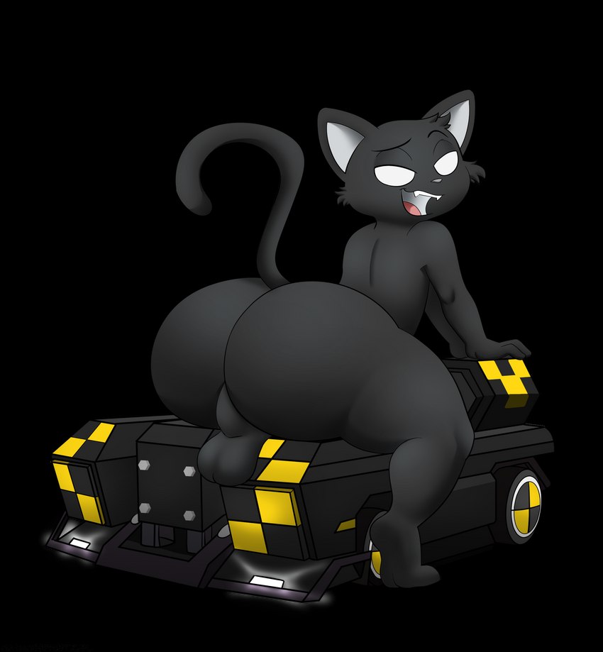 anthro backsack balls big_butt black_body black_fur black_skin butt clothing empty_eyes fur genitals looking_back male presenting presenting_hindquarters simple_background solo transparent_background vehicle smushpretzel crazyracing_kartrider nexon wyler_(1033) domestic_cat felid feline felis mammal 2021 absurd_res alpha_channel hi_res