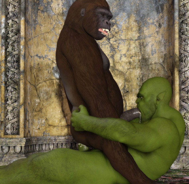 anal anal_penetration anthro bald bodily_fluids cowgirl_position cum cum_in_ass cum_in_mouth cum_inside duo erection fellatio from_front_position genital_fluids genitals green_body green_skin hairy male male/male male_on_bottom male_on_top male_penetrated male_penetrating male_penetrating_male muscular on_bottom on_lap on_top oral oral_penetration oral_while_penetrating penetration penile penis sex side_view sitting sitting_on_lap straddling tusks black_howler ape gorilla haplorhine humanoid mammal orc primate 3d_(artwork) digital_media_(artwork)