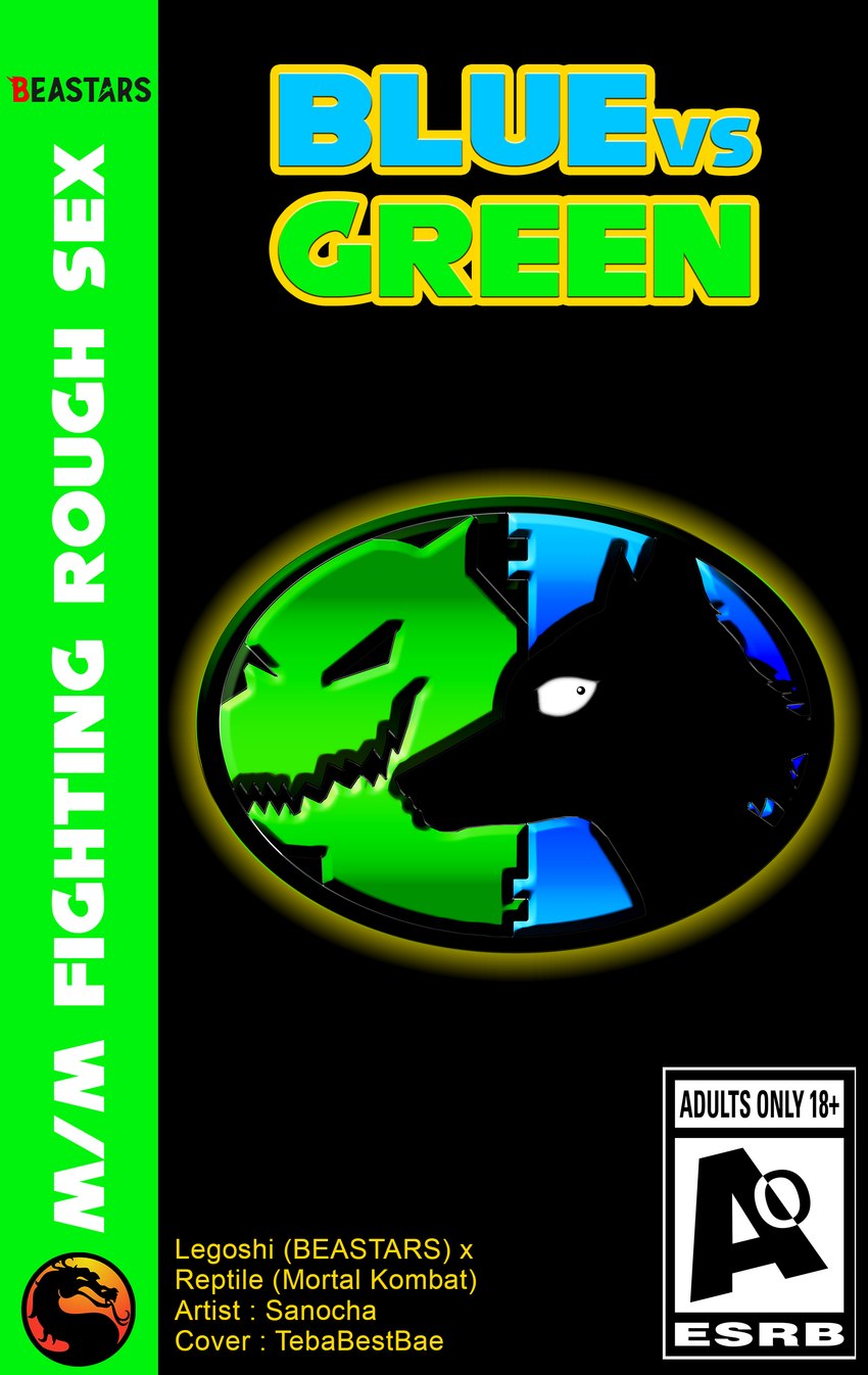 anthro black_background box_art duo logo male male/male parody simple_background text title sanocha tebabestbae beastars mortal_kombat sega legoshi_(beastars) reptile_(mortal_kombat) canid canine canis humanoid lizard lizardman mammal monster reptile saurian_(mortal_kombat) scalie wolf 2024 absurd_res cover cover_art cover_page digital_media_(artwork) english_text hi_res