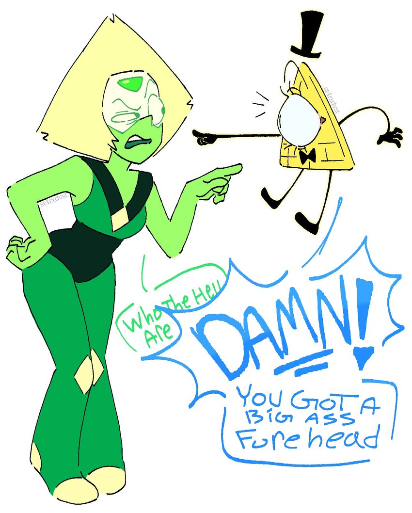 bill cipher and peridot (cartoon network and etc) created by st4rxdvst