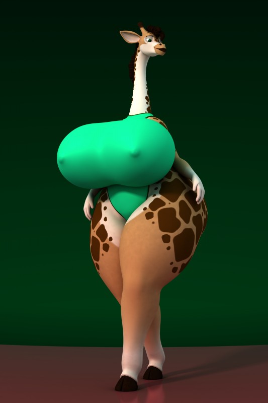 anthro big_breasts breasts clothed clothing female fur hair huge_breasts hyper hyper_breasts nipples simple_background smile solo standing wide_hips anthroanim kenja_giraffe giraffe giraffid mammal 2016 2:3 3d_(artwork) absurd_res digital_media_(artwork) hi_res