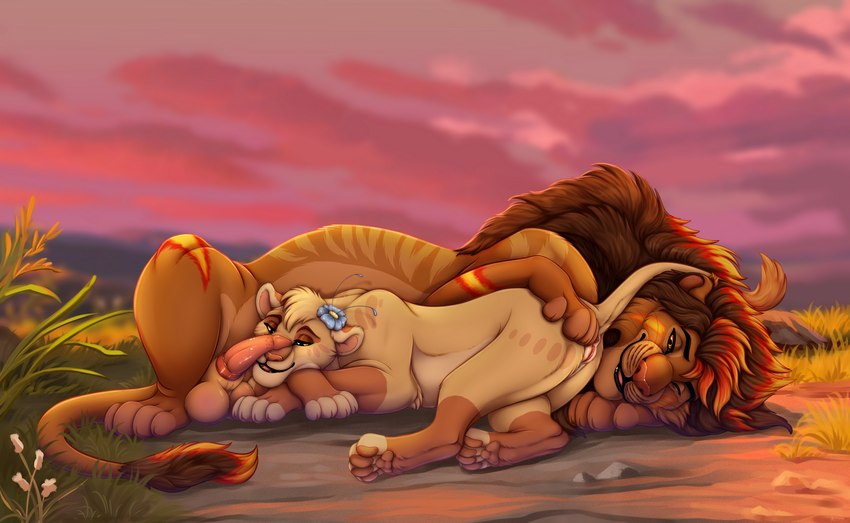 animal_genitalia animal_pussy duo feline_genitalia feline_pussy female feral genitals male male/female penis pussy xtreme3246 disney the_lion_king bahati_whiteclaw eos_(tigerriser) fan_character felid lion mammal pantherine hi_res