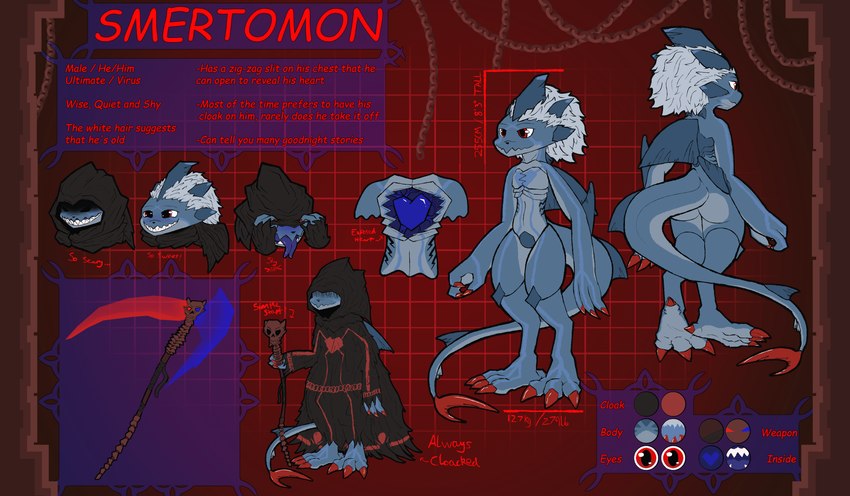 death, grim reaper, and smertomon (bandai namco and etc) created by elechtronshock