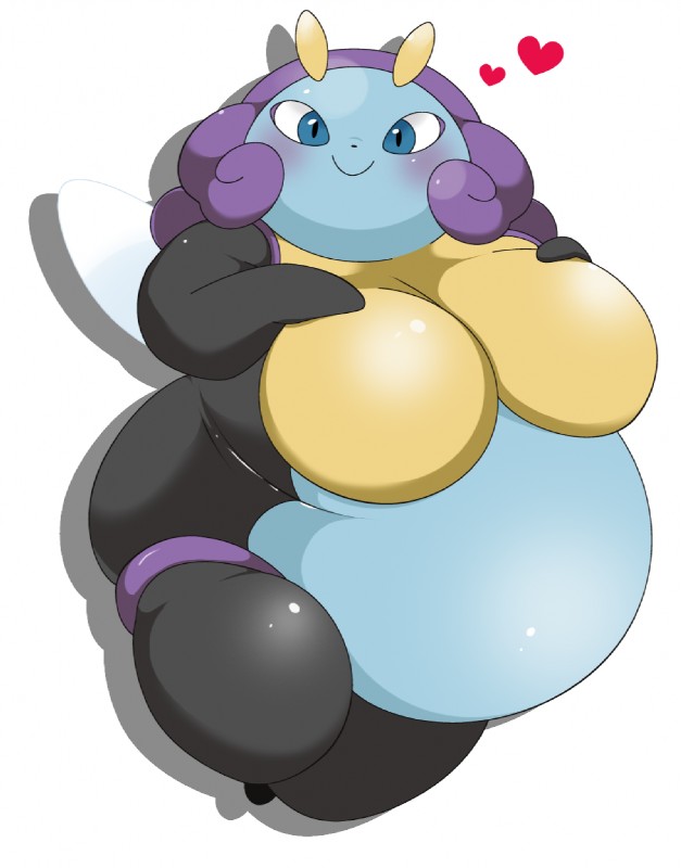 anthro anthrofied big_breasts blush breasts female looking_at_viewer obese obese_anthro obese_female overweight overweight_anthro overweight_female smile solo chinchira_(pixiv13404505) nintendo pokemon generation_3_pokemon illumise pokemon_(species) hi_res