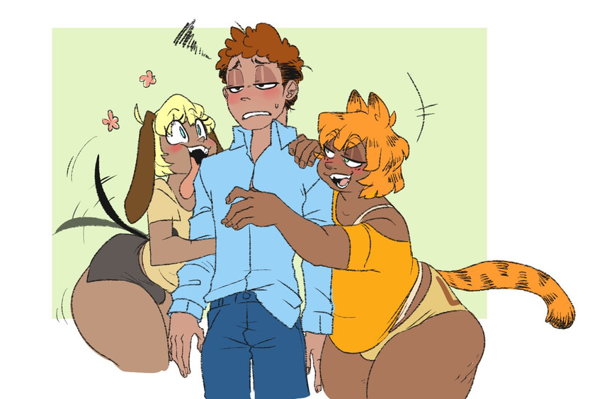 arm_grab bedroom_eyes blush dark_body dark_skin femboy group long_tongue male male/male narrowed_eyes seductive smug tail tail_motion tailwag tongue upset mitarashi garfield_(series) garfield_the_cat jon_arbuckle odie_the_dog animal_humanoid canid canid_humanoid canine canine_humanoid cat_humanoid dog_humanoid felid felid_humanoid feline feline_humanoid human humanoid mammal mammal_humanoid