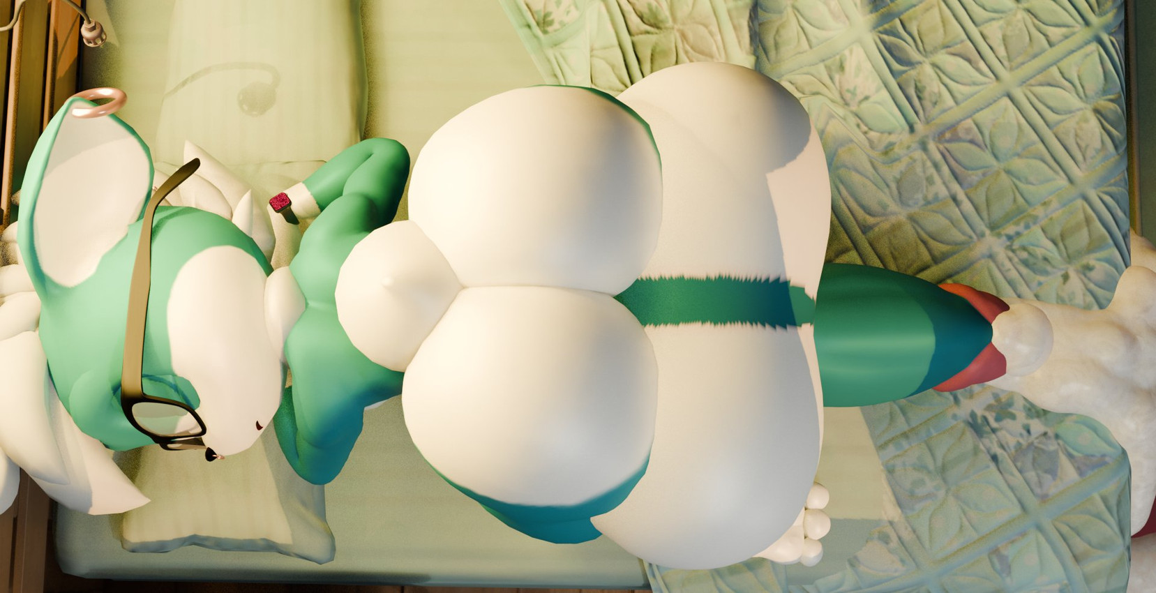 3_toes anthro balls bed big_balls big_butt big_penis bodily_fluids butt clock cum ear_piercing ear_ring excessive_cum excessive_genital_fluids eyes_closed eyewear facial_piercing feet femboy furniture genital_fluids genitals glasses high-angle_view huge_balls huge_butt huge_penis hyper hyper_balls hyper_genitalia hyper_penis lying male nose_piercing nose_ring on_front open_mouth penis piercing ring_piercing sleeping solo thick_thighs toes watch wristwatch kirby_animatez sega sonic_the_hedgehog_(series) ezra_the_gaia fan_character canid canine canis chihuahua domestic_dog gaia mammal toy_dog 3d_(artwork) digital_media_(artwork) hi_res