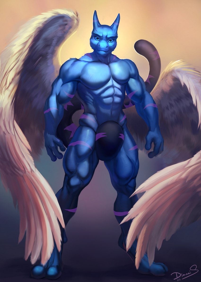 anthro athletic athletic_anthro biceps big_muscles blue_body blue_eyes blue_skin male muscular muscular_anthro muscular_male nude pose simple_background smile solo wings dimonis nintendo pokemon cadwing generation_1_pokemon humanoid legendary_pokemon mammal mewtwo pokemon_(species) 2023 digital_drawing_(artwork) digital_media_(artwork) hi_res signature watermark