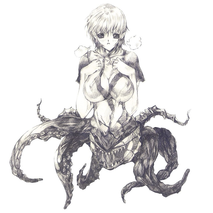 big_breasts black_sclera breast_squish breasts breath clothed clothing curvy_figure female hair humanoid_pointy_ears looking_at_viewer monster_girl_(genre) panting pointy_ears scar sharp_teeth shirt short_hair solo squish t-shirt teeth tentacle_legs tentacle_limbs tentacles topwear unknown_artist ico_(game) japan_studio_(game_developer) sony_corporation sony_interactive_entertainment team_ico_(game_developer) yorda_(ico) animal_humanoid cephalopod cephalopod_humanoid cephalopod_taur coleoid human humanoid humanoid_taur mammal marine marine_humanoid mollusk mollusk_humanoid octopodiform octopus octopus_humanoid octopus_taur taur 1:1 hi_res monochrome sketch