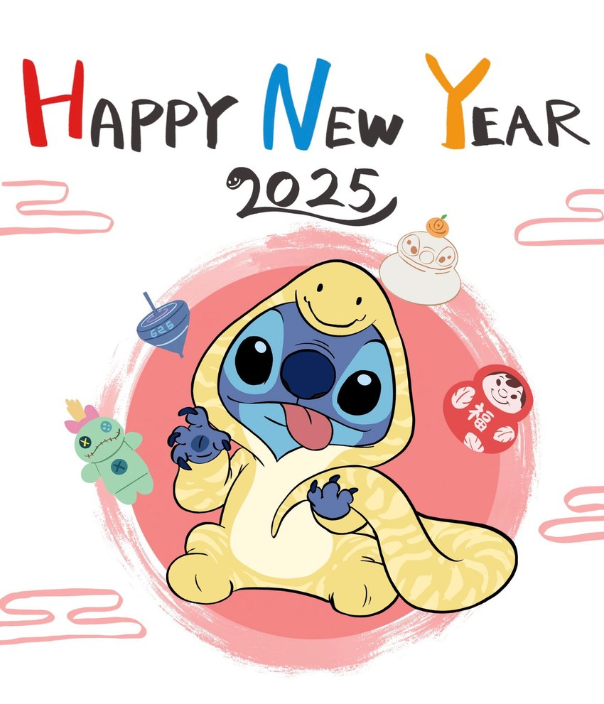 4_fingers ambiguous_gender anthro biped black_eyes blue_body blue_claws blue_nose blue_pawpads claws clothing costume finger_claws fingers holiday_message holidays looking_at_viewer onesie pawpads sitting smile snake_costume solo spinning_top text tongue tongue_out harara disney lilo_and_stitch new_year new_year_2025 jumba_jookiba lilo_pelekai scrump stitch_(lilo_and_stitch) wendy_pleakley alien experiment_(lilo_and_stitch) english_text hi_res