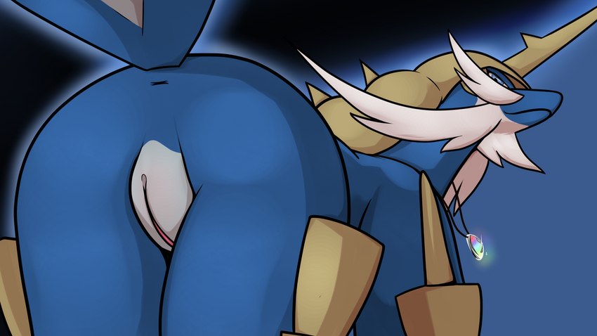 anus butt female feral fur genitals looking_at_viewer nude pussy smile solo beautyfromabove nintendo pokemon sapphire_(itsdraconix) generation_5_pokemon mammal pokemon_(species) samurott 16:9 4k absurd_res hi_res widescreen