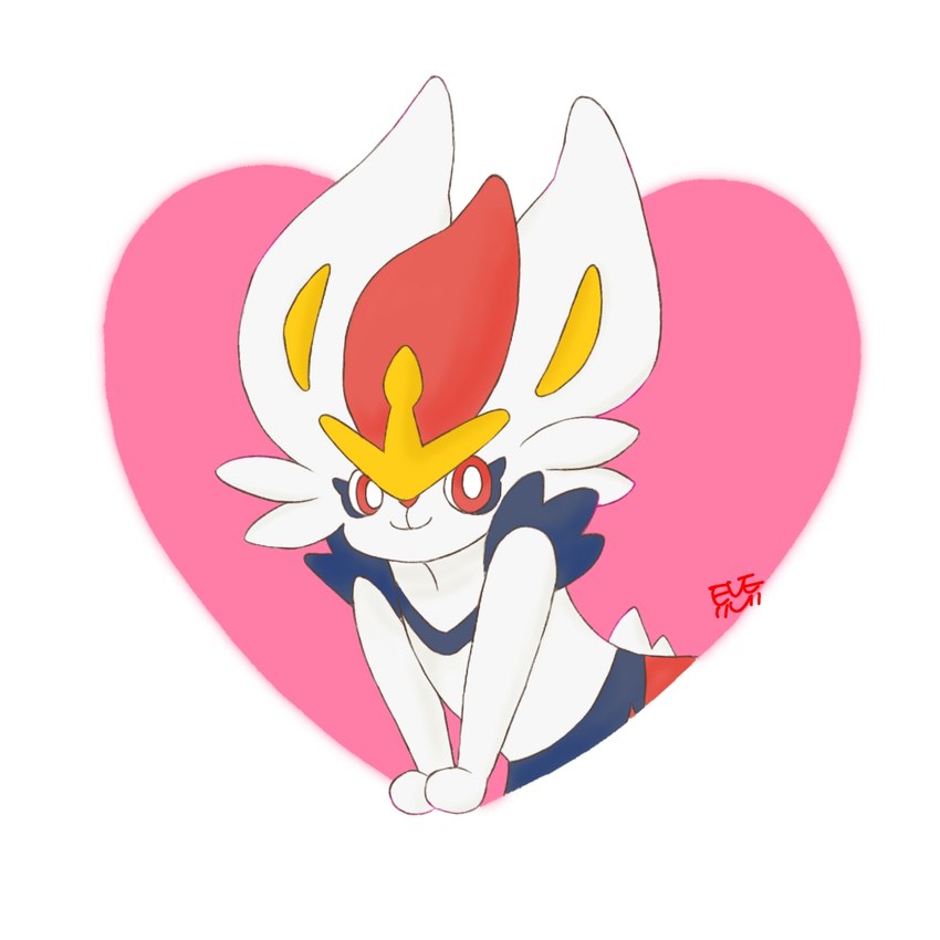 ambiguous_gender anthro fur heart_symbol leaning leaning_forward pink_heart red_eyes simple_background smile solo standing white_background white_body white_fur yellow_inner_ear eve_(artist) nintendo pokemon cinderace generation_8_pokemon pokemon_(species) 1:1 2022 hi_res