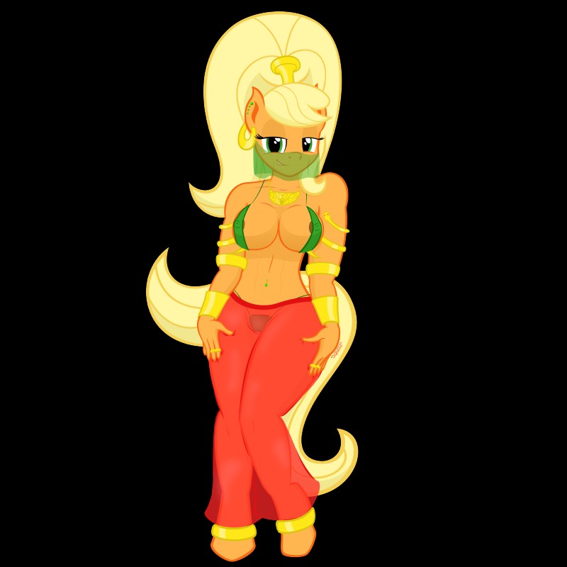 anthro anthrofied areola biped blonde_hair breasts clothing cosplay female gem gold_(metal) green_eyes hair jewelry looking_at_viewer necklace panties piercing simple_background solo standing thong transparent_background underwear veil navitaserussirus friendship_is_magic hasbro my_little_pony shantae_(series) wayforward applejack_(mlp) shantae earth_pony equid equine horse mammal pony 1:1 2014 absurd_res alpha_channel crossover hi_res