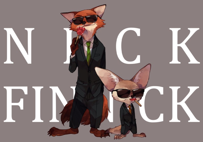 finnick and nick wilde (zootopia and etc) created by minoru (artist)
