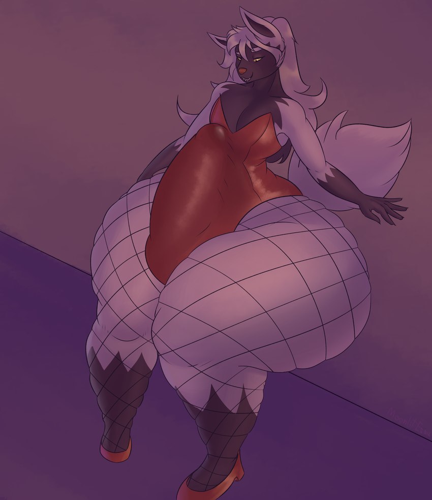 anthro balls_expansion big_bulge big_penis bulge clothed clothing expansion femboy fishnet_clothing genital_expansion genitals huge_bulge huge_penis huge_thighs hyper hyper_bulge hyper_genitalia hyper_penis hyper_thighs male penis penis_expansion smile solo thick_thighs moonlitesau nintendo pokemon generation_3_pokemon pokemon_(species) poochyena absurd_res hi_res huge_filesize