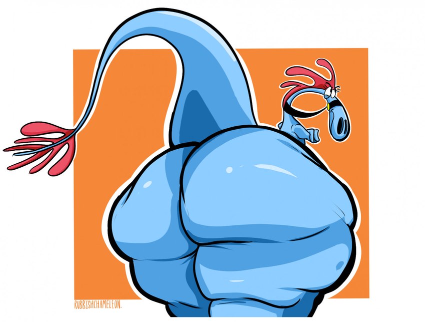 anthro big_butt blue_body blue_skin butt butt_focus crossed_arms female presenting presenting_hindquarters solo stretch_marks tail rubbish_chameleon disney wander_over_yonder sylvia_(wander_over_yonder) alien zbornak