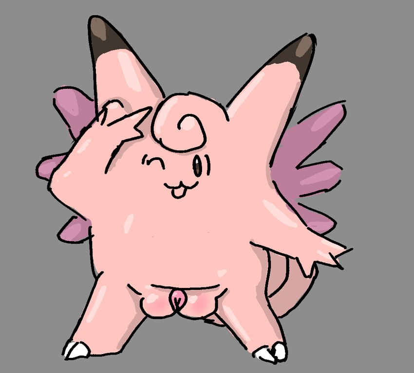 female feral genitals pink_body pussy solo dustbunny404 nintendo pokemon clefable generation_1_pokemon pokemon_(species)