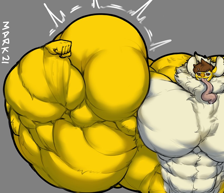 5_fingers abs anthro big_muscles big_pecs bodily_fluids brown_eyes brown_hair brown_nose brown_pupils claws eyebrows finger_claws fingers flexing fur hair huge_muscles huge_pecs humanoid_hands hyper hyper_biceps hyper_muscles hyper_pecs hyper_triceps long_tongue male muscular notched_ear orange_claws pecs pupils raised_eyebrow saliva short_hair solo tongue tongue_out triceps yellow_body yellow_fur marvolk disney lilo_and_stitch fan_character stitchils alien experiment_(lilo_and_stitch) 2021 digital_drawing_(artwork) digital_media_(artwork)