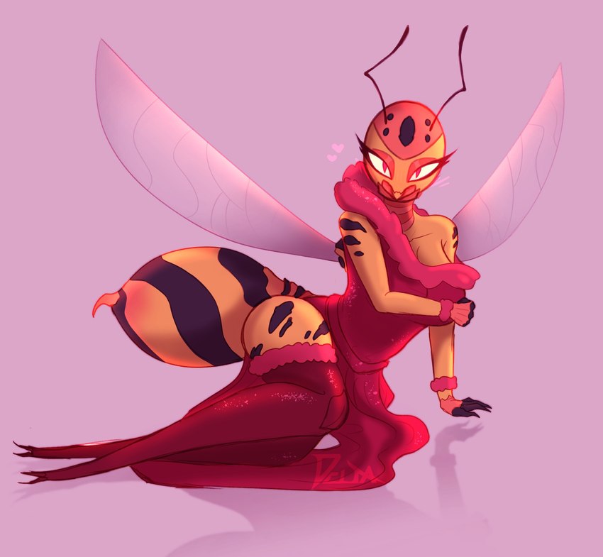 antennae_(anatomy) anthro arthropod_abdomen bedroom_eyes breasts cleavage clothed clothing female insect_wings legwear lingerie looking_at_viewer narrowed_eyes non-mammal_breasts off_shoulder pose reclining seductive solo spread_wings stinger wings spicy_triangles velvet_(opalniko) arthropod german_yellowjacket hymenopteran insect vespid wasp yellowjacket_(wasp) 2022 full-length_portrait hi_res pinup portrait