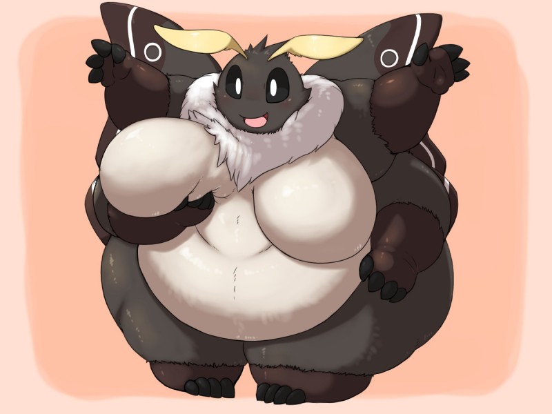 antennae_(anatomy) anthro belly big_belly big_breasts big_butt black_body black_fur breasts butt female fur morbidly_obese morbidly_obese_anthro morbidly_obese_female multi_limb non-mammal_breasts obese obese_anthro obese_female overweight overweight_anthro overweight_female solo thick_thighs white_belly white_body white_fur wings yosioka_san jonasii arthropod insect lepidopteran moth 4:3 hi_res