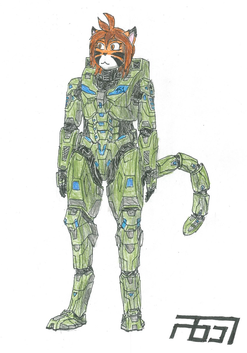 anthro armor clothing female green_clothing mjolnir mjolnir_armor_system science_fiction solo undersuit frenzy657 halo_(series) microsoft twokinds xbox_game_studios flora_(twokinds) spartan_(halo) felid humanoid mammal pantherine tiger absurd_res crossover hi_res