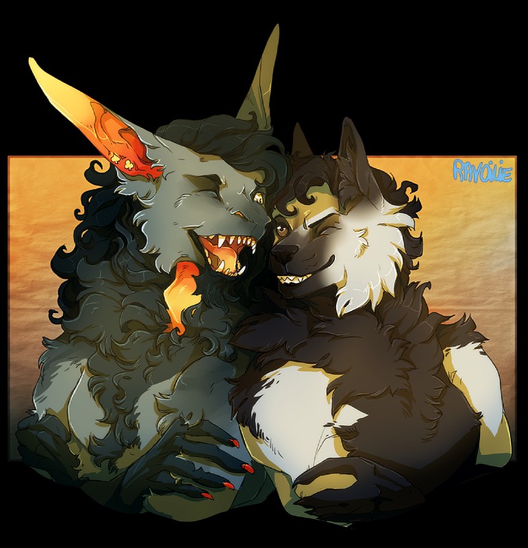 black_body black_fur black_lips black_nose brown_eyes duo ear_piercing ear_ring fur grey_body grey_fur lips open_mouth piercing ring_piercing smile teeth tongue ravoilie mythology nakil_(nakil) zucchero_(nakil) canid canine chimera dragon fox furred_dragon furred_scalie gummy_(ravoilie) hybrid mammal mythological_creature mythological_scalie red_fox scalie sergal silver_fox true_fox wingless_dragon 2019 alpha_channel digital_media_(artwork) hi_res