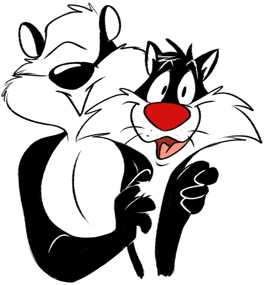 pitu le pew and sylvester (warner brothers and etc) created by edtertainerd