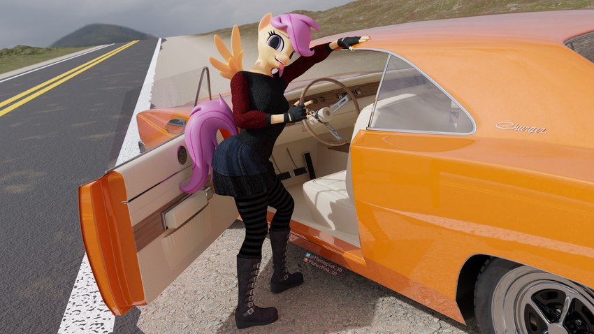 anthro boots bottomwear car clothed clothing female footwear gloves handwear outside road shirt shoes skirt small_wings solo topwear vehicle wings flutterpink_3d friendship_is_magic hasbro my_little_pony mythology scootaloo_(mlp) equid equine horse mammal mythological_creature mythological_equine pegasus pony 16:9 3d_(artwork) 4k absurd_res blender_(artwork) digital_media_(artwork) hi_res widescreen