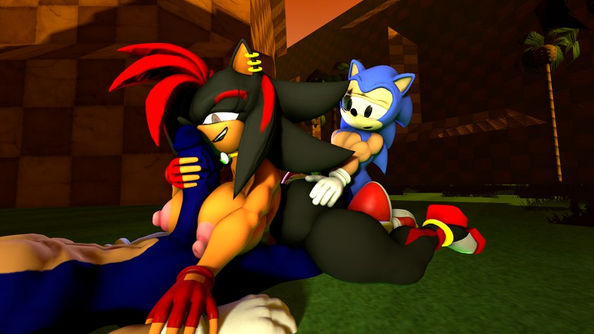 classic sonic, shadow the hedgehog, and sonic the hedgehog (sonic the hedgehog (series) and etc) created by boiboi9999 and passbass