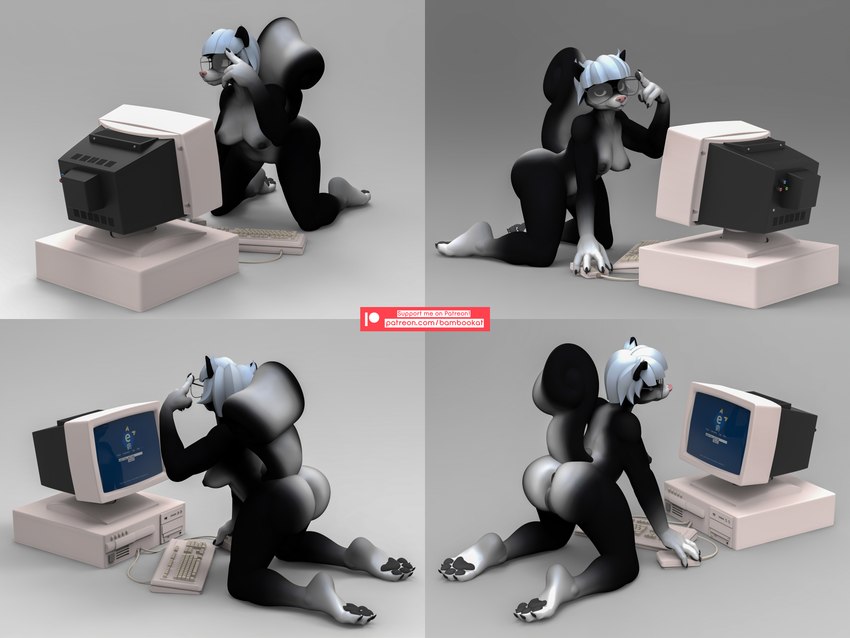 anthro computer computer_keyboard computer_mouse crt electronics exposure_variation female monitor retro_computer solo bambookat e621 sabrina_online sabrina_(sabrina_online) mammal mephitid skunk 3d_(artwork) 4:3 absurd_res digital_media_(artwork) hi_res