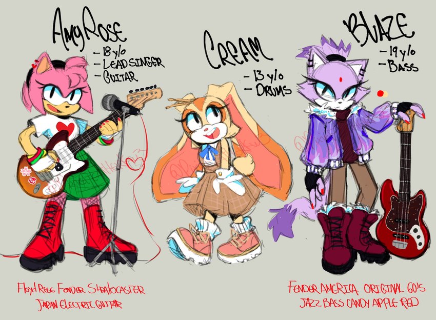 amy rose, blaze the cat, and cream the rabbit (sonic the hedgehog (series) and etc) created by pixiefeatherkw3