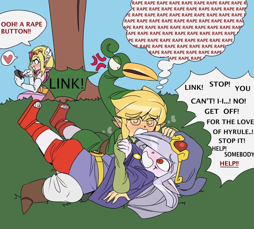 ezlo, link, princess zelda, and vaati (the legend of zelda and etc) created by captainkirb