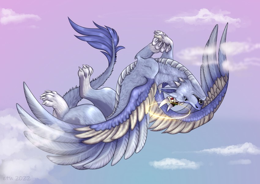 ambiguous_gender cloud feral flying freedom lottery prize sky solo tail wings zhekathewolf mythology dragon mythological_creature mythological_scalie scalie