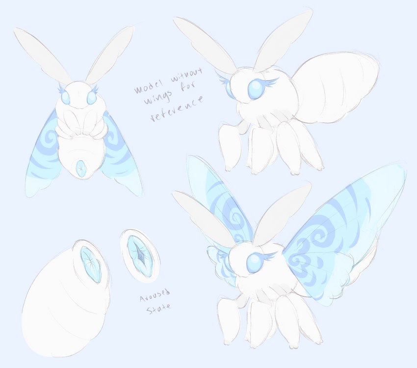 animal_genitalia arthropod_abdomen arthropod_abdomen_cloaca arthropod_abdomen_genitalia blue_cloaca blue_wings cloaca female feral genitals solo white_body wings conditional_dnp labbit_(artist) arthropod insect lepidopteran moth cool_colors hi_res model_sheet