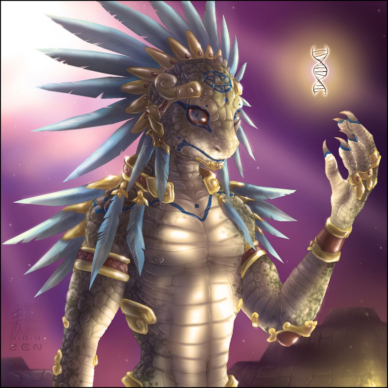 lazvolin syrothaurant and quetzalcoatl (mesoamerican mythology and etc) created by zenthetiger