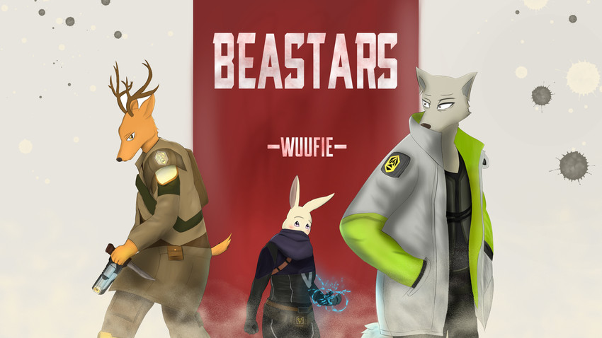 anthro clothed clothing female fur group jacket looking_at_another male topwear wuufie apex_legends beastars electronic_arts respawn_entertainment haru_(beastars) legoshi_(beastars) louis_(beastars) canid canine canis cervine deer domestic_rabbit dwarf_rabbit lagomorph leporid mammal netherland_dwarf_rabbit oryctolagus rabbit red_deer wolf 16:9 4k absurd_res hi_res widescreen