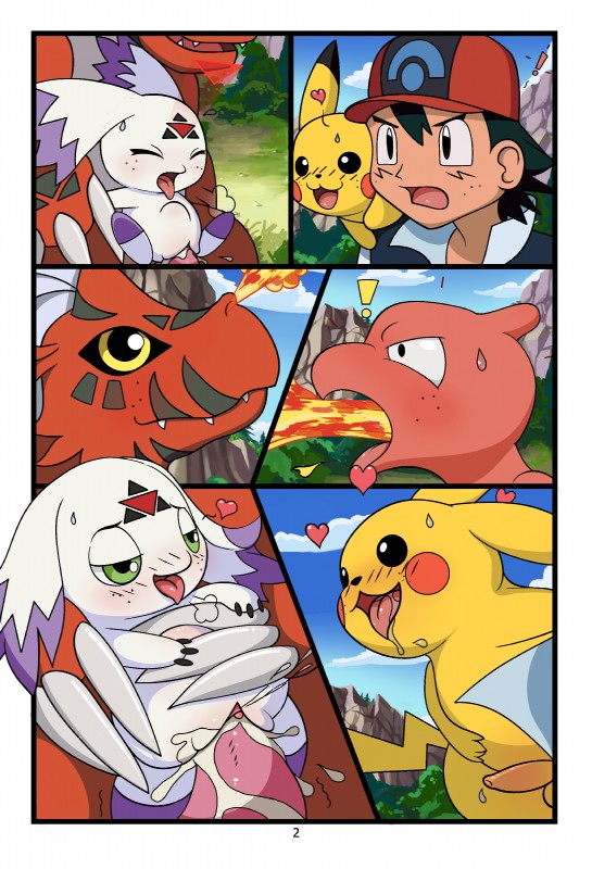 ash ketchum, pokemon trainer, and takato matsuki (bandai namco and etc) created by tricksta