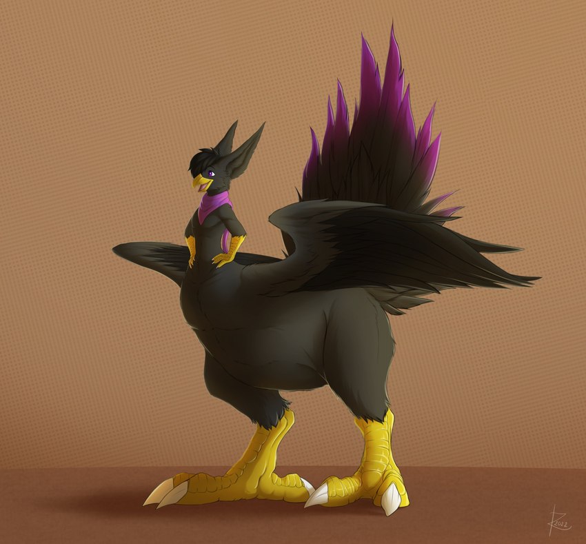 biped bipedal_taur black_body black_feathers black_hair claws digitigrade dipstick_feathers eyebrows feathers feet finger_claws hair hands_on_hips male male_taur nude_male nude_taur purple_eyes shadow simple_background small_upper_body solo spread_wings standing tail tail_feathers talons toe_claws toes wings year yellow_body yellow_skin zarakon tallyn avian avian_taur chocobo_taur taur 2022 digital_media_(artwork) digital_painting_(artwork) full-length_portrait hi_res portrait shaded signature soft_shading