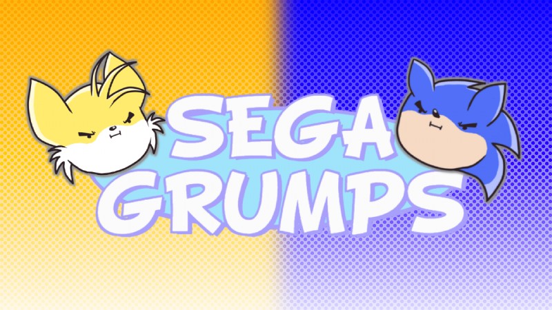 anthro black_nose duo fur male parody pattern_background simple_background text toony white_body white_fur yellow_body yellow_fur jmcspike game_grumps sega sonic_the_hedgehog_(series) miles_prower sonic_the_hedgehog canid canine eulipotyphlan fox hedgehog mammal 16:9 english_text widescreen