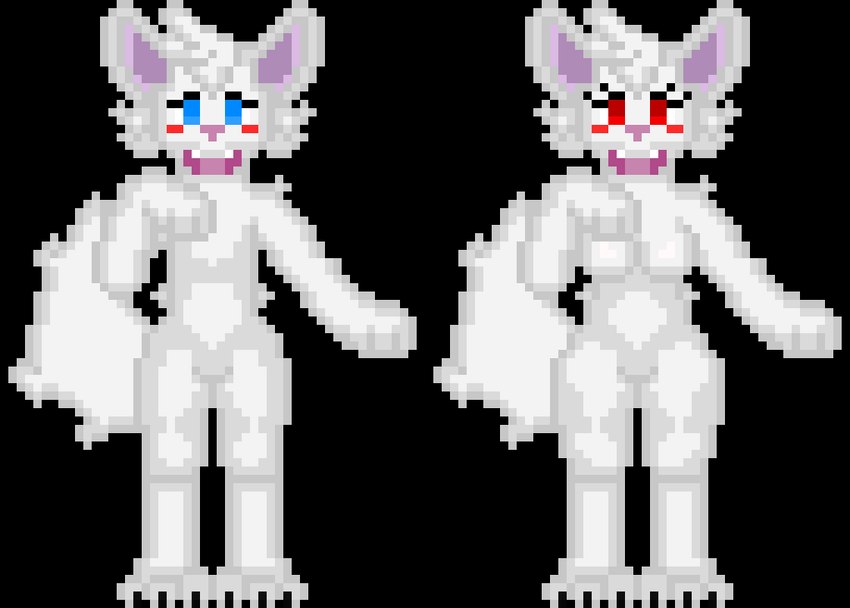 anthro breasts duo fangs female fluffy fluffy_tail fur male nude nude_anthro paws phantoms_curse tail teeth white_body white_fur lunalyst felid feline mammal alpha_channel