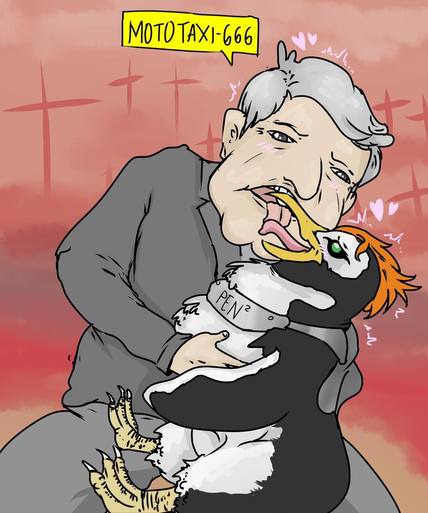 beak bestiality duo elderly_male feral human_on_feral impact_(evangelion) interspecies male male/male male_on_feral mexico politics president the_third_impact tongue tongue_out what where_is_your_god_now mototaxi_666 neon_genesis_evangelion real_world andres_manuel_lopez_obrador pen_pen_(evangelion) avian bird human mammal penguin 5:6 artist_name hi_res