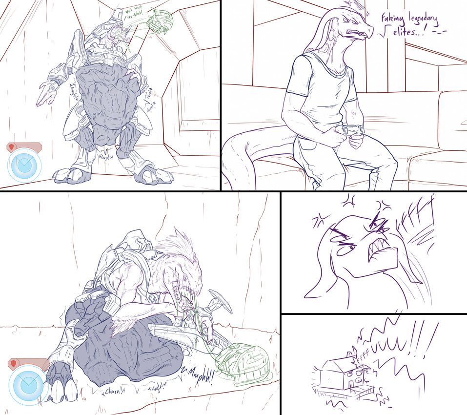 abdominal_bulge alien_pred ambiguous_fluids angry anthro armor belly bodily_fluids bodysuit bulge burping burping_up_object churn churning clothing controller detailed_bulge digestion digestion_implied face_imprint fatal fatal_vore furniture game_over gameplay_mechanics gaming gun headgear helmet human_prey implied_fatal imprint larger_pred latex latex_clothing latex_skinsuit leaning leaning_forward leaning_on_another male male_pred male_prey mouth_shot muffled open_mouth oral_vore peril predator/prey prey_imprint prey_outline ranged_weapon rifle rumbling_stomach saliva size_difference skinsuit skintight_suit slime sofa soft_vore spread_legs spreading squirming stomach_acid stretchy_belly struggling struggling_prey tight_belly tight_clothing tongue tongue_out undersuit vore weapon conditional_dnp samagthrav2 halo_(series) microsoft mythology xbox_game_studios derlik master_chief alien dragon human kig-yar mammal mythological_creature mythological_scalie sangheili scalie absurd_res comic hi_res