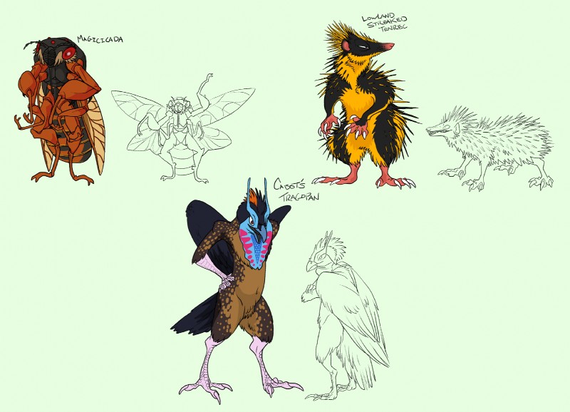 3_toes 4_arms 4_toes 4_wings 5_fingers ambiguous_gender antennae_(anatomy) anthro arthropod_abdomen avian_feet beak biped black_antennae black_body black_exoskeleton black_feathers black_fur black_tail black_tongue black_wings blue_beak blue_body blue_skin brown_body brown_exoskeleton brown_eyes brown_feathers brown_spots brown_wings chest_tuft claws compound_eyes countershade_arms countershade_legs countershade_torso countershading crossed_arms crotch_tuft dewlap_(anatomy) evil_grin exoskeleton fangs feather_tuft feathered_crest feathered_wings feathers featureless_crotch feet femboy feral fingers folded_wings front_view frown fur grey_background hand_on_hip head_crest insect_wings light long_snout looking_aside looking_at_viewer looking_away mandibles markings multi_arm multi_limb multi_wing multicolored_body multicolored_exoskeleton multicolored_feathers multicolored_fur multicolored_skin multiple_poses narrowed_eyes navel nude open_beak open_mouth open_smile orange_body orange_feathers pink_body pink_claws pink_skin pose pseudo_pupils pupils quadruped raised_arm red_eyes scutes semi-anthro shadow sharp_teeth side_view simple_background slit_pupils smile smirk smug snout solo spines spots spotted_body spotted_feathers spread_wings squint standing tail tail_feathers talons teeth text toe_claws toes tongue toony tuft two_tone_body two_tone_exoskeleton two_tone_fur two_tone_skin whisker_spots white_claws wings yellow_body yellow_countershading yellow_fur pizzacreed afrosoricid arthropod avian bird cabot's_tragopan cicada galliform insect lowland_streaked_tenrec mammal phasianid streaked_tenrec tenrec tragopan true_bug 2017 black_and_white digital_drawing_(artwork) digital_media_(artwork) english_text full-length_portrait hi_res lighting line_art monochrome multiple_images partially_colored portrait species_name