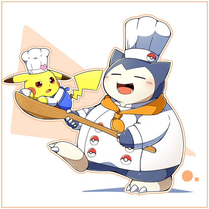cook style pikachu and cook style snorlax (pokemon unite and etc) created by tatu wani (artist)