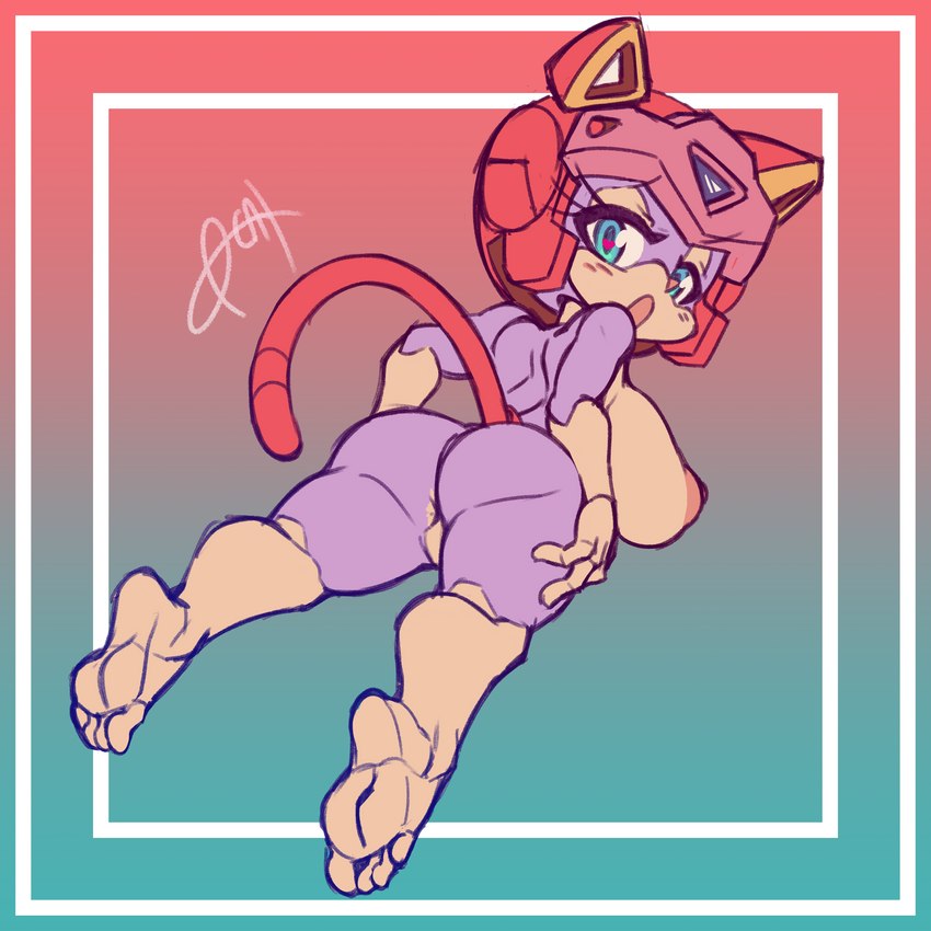 anthro anus armor big_breasts breasts butt feet female headgear helmet nipples solo stirrup_(marking) tail toes pizzacat samurai_pizza_cats polly_esther domestic_cat felid feline felis mammal 1:1 absurd_res hi_res