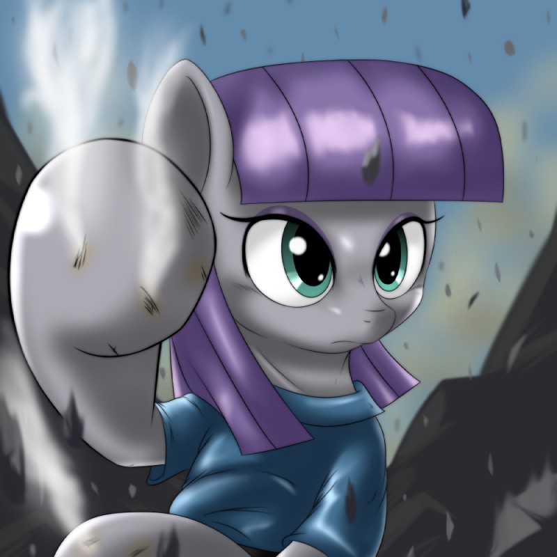 clothing dress female feral green_eyes hair hooves purple_hair rock smoke solo splinters behind-space friendship_is_magic hasbro my_little_pony maud_pie_(mlp) earth_pony equid equine horse mammal pony 1:1 2015