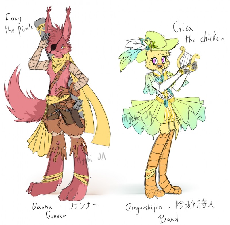chica and foxy (five nights at freddy's and etc) created by myebi