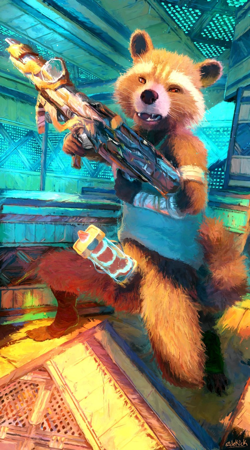 anthro balls bodily_fluids clothed clothing cum erection feet fluffy fluffy_tail genital_fluids genitals male nude partially_clothed paws penetrable_sex_toy penis sex_toy shirt solo stuck_penis tail topwear sidekick guardians_of_the_galaxy marvel rocket_raccoon mammal procyonid raccoon hi_res