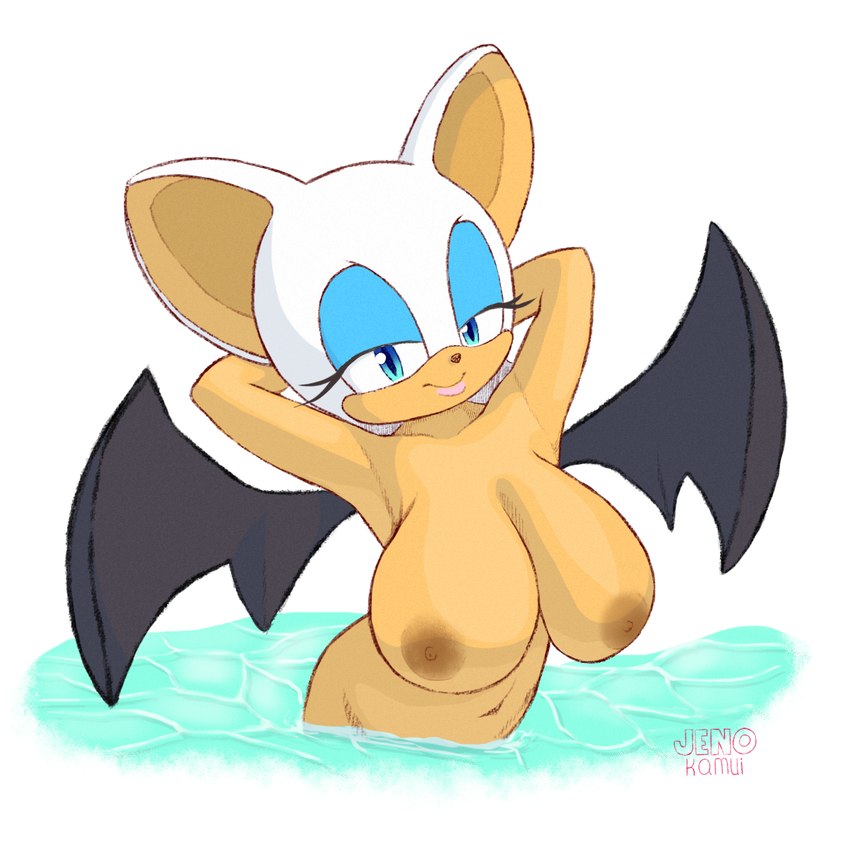 anthro bedroom_eyes big_breasts breasts female looking_at_viewer narrowed_eyes nipples nude seductive solo wings jenokamui sega sonic_the_hedgehog_(series) rouge_the_bat bat mammal 1:1 hi_res